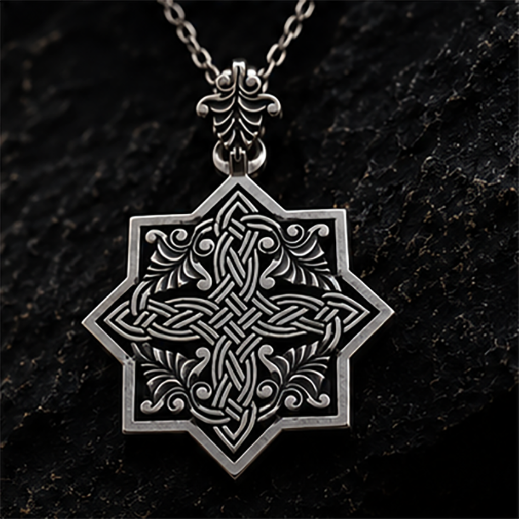 Goshavanq Octagon Pendant Crafted from Poghos Varbed Khachkar Stone - symmetrical and cross-shaped