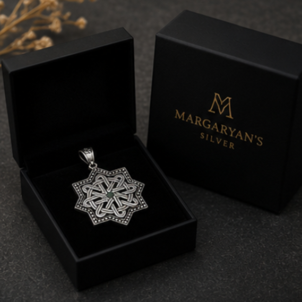 Octagon Pendant Inspired by a Year of 1218 Haghartsin Monastery Khachkar - Style 3