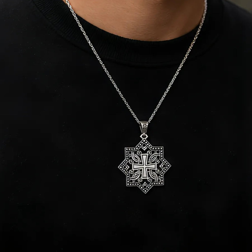 Octagon Pendant Inspired by a Year of 1218 Haghartsin Monastery Khachkar - Style 4