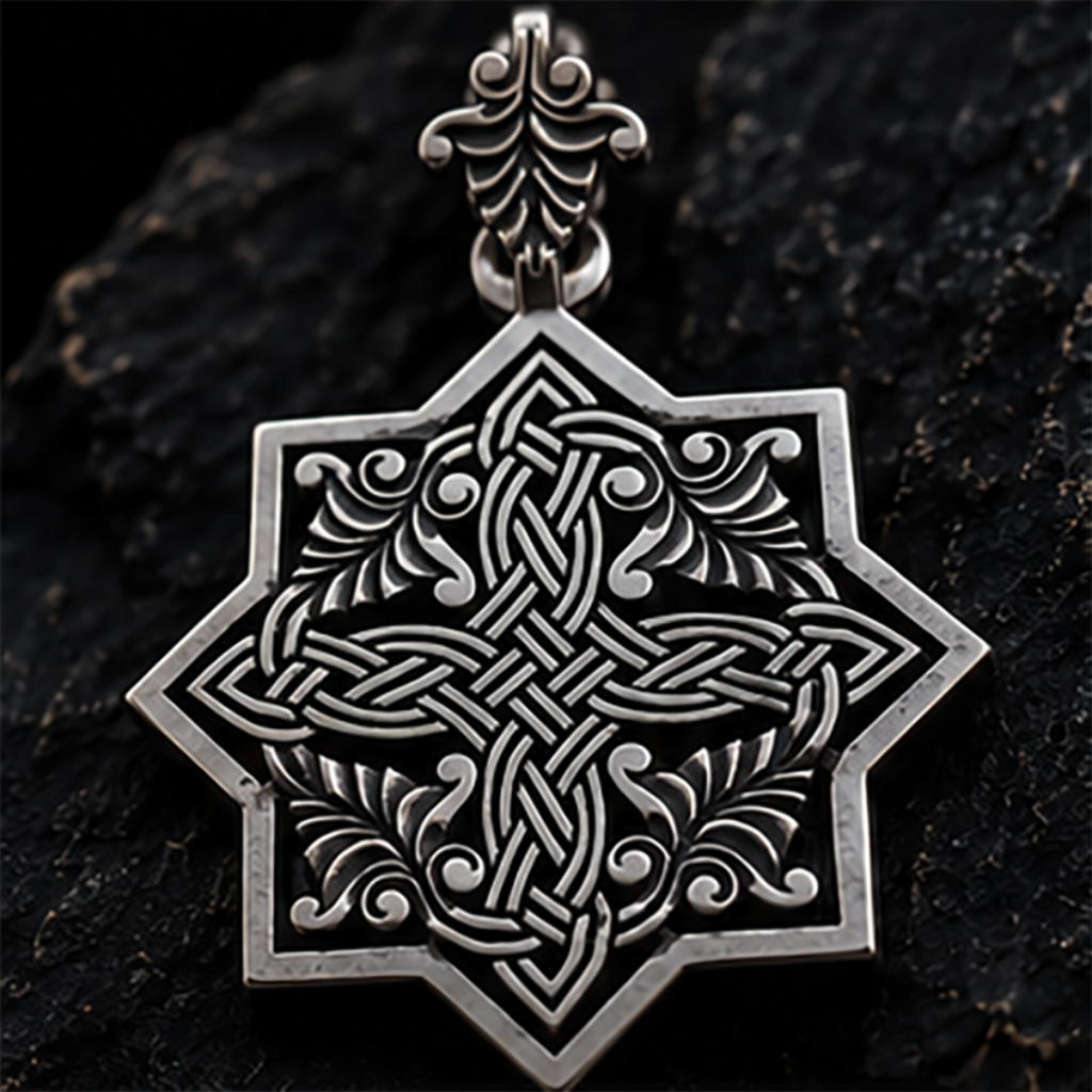Goshavanq Octagon Pendant Crafted from Poghos Varbed Khachkar Stone - symmetrical and cross-shaped