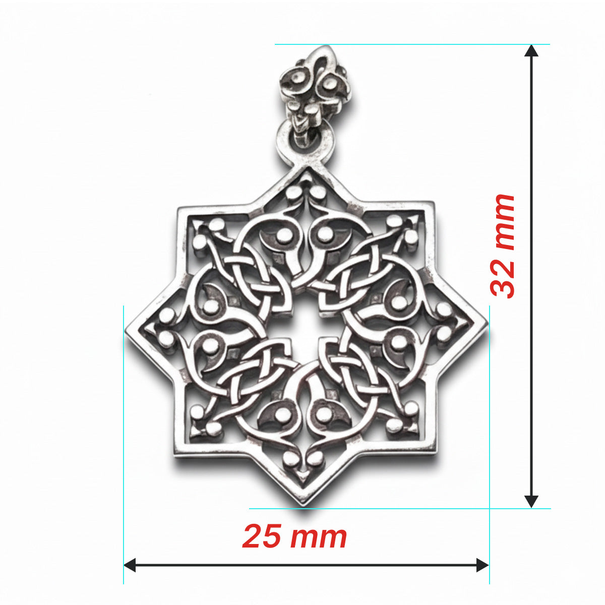 Goshavanq Octagon Pendant Crafted from Poghos Varbed Khachkar Stone - looping vine-like motifs