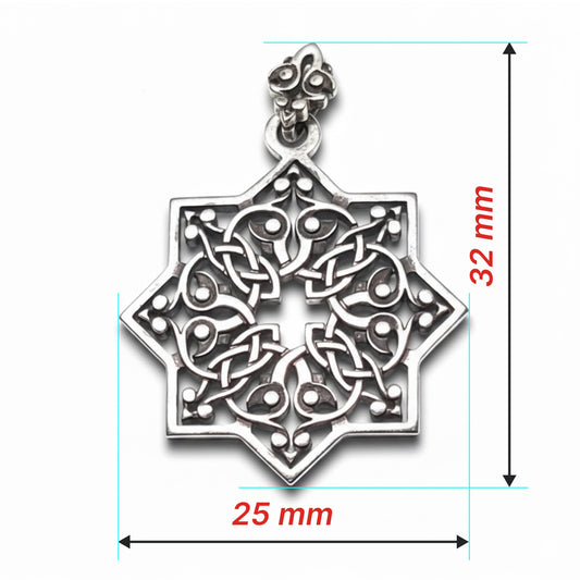 Goshavanq Octagon Pendant Crafted from Poghos Varbed Khachkar Stone - looping vine-like motifs