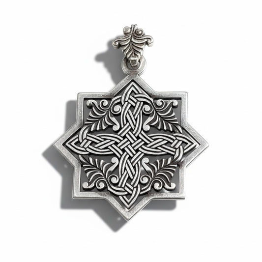 Goshavanq Octagon Pendant Crafted from Poghos Varbed Khachkar Stone - symmetrical and cross-shaped
